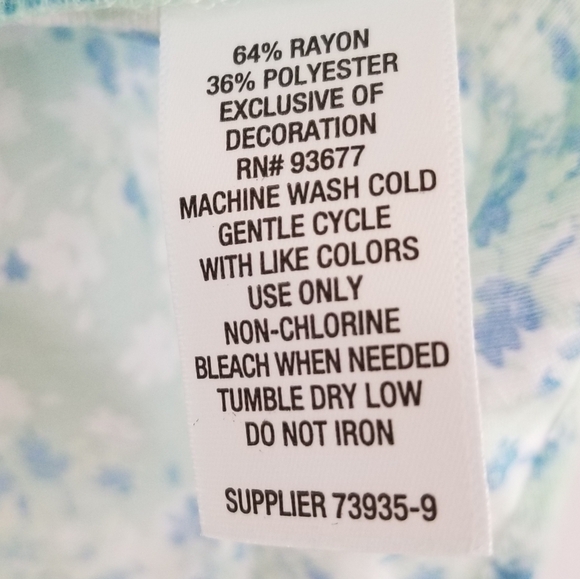 NWT Liz Claiborne Seagreen Ditzy Print Blouse Size Small - Picture 7 of 7